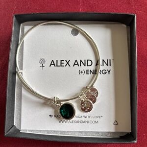 ALEX & ANI PERIDOT GREEN AUGUST Silver Birthstone Charm Bracelet New In Box